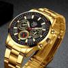 Watches Mens Top Gold Watch Calendar With Stainless Steel Band Business Quartz Wristwatch Relogio Masculino