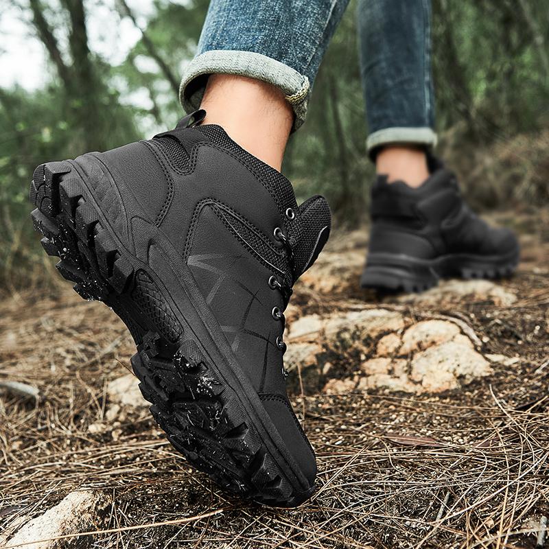 Hiking Shoes Men Comfortable Anti-Slip High-Top Ankle Boots Men Shoes Flat Durable Lace-Up Soft Outdoor Casual Shoes Men