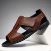 Men's 2024 Summer Roman Sandals - Trendy Open Toe Cowhide Casual Slippers for Outdoor and Beach