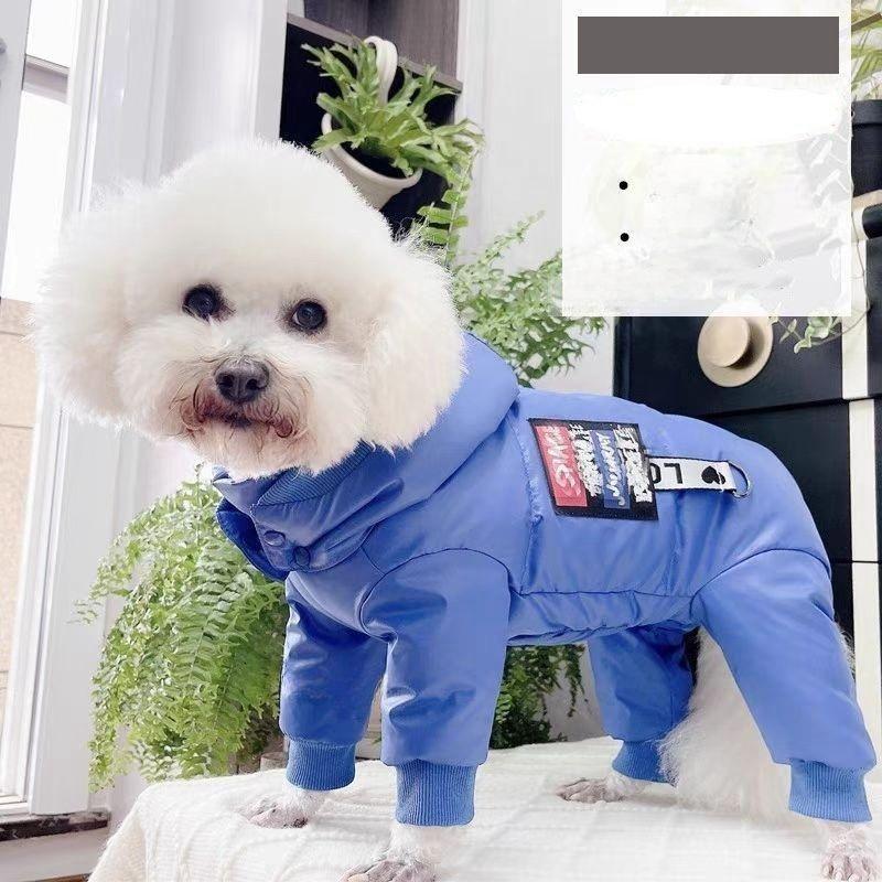 BXX Thick Belly‑Wrap Down‑Cotton Four‑Legged Dog Jumpsuit, Anti‑Static Cold‑Resistant Coat With Harness Hole for Small Dogs