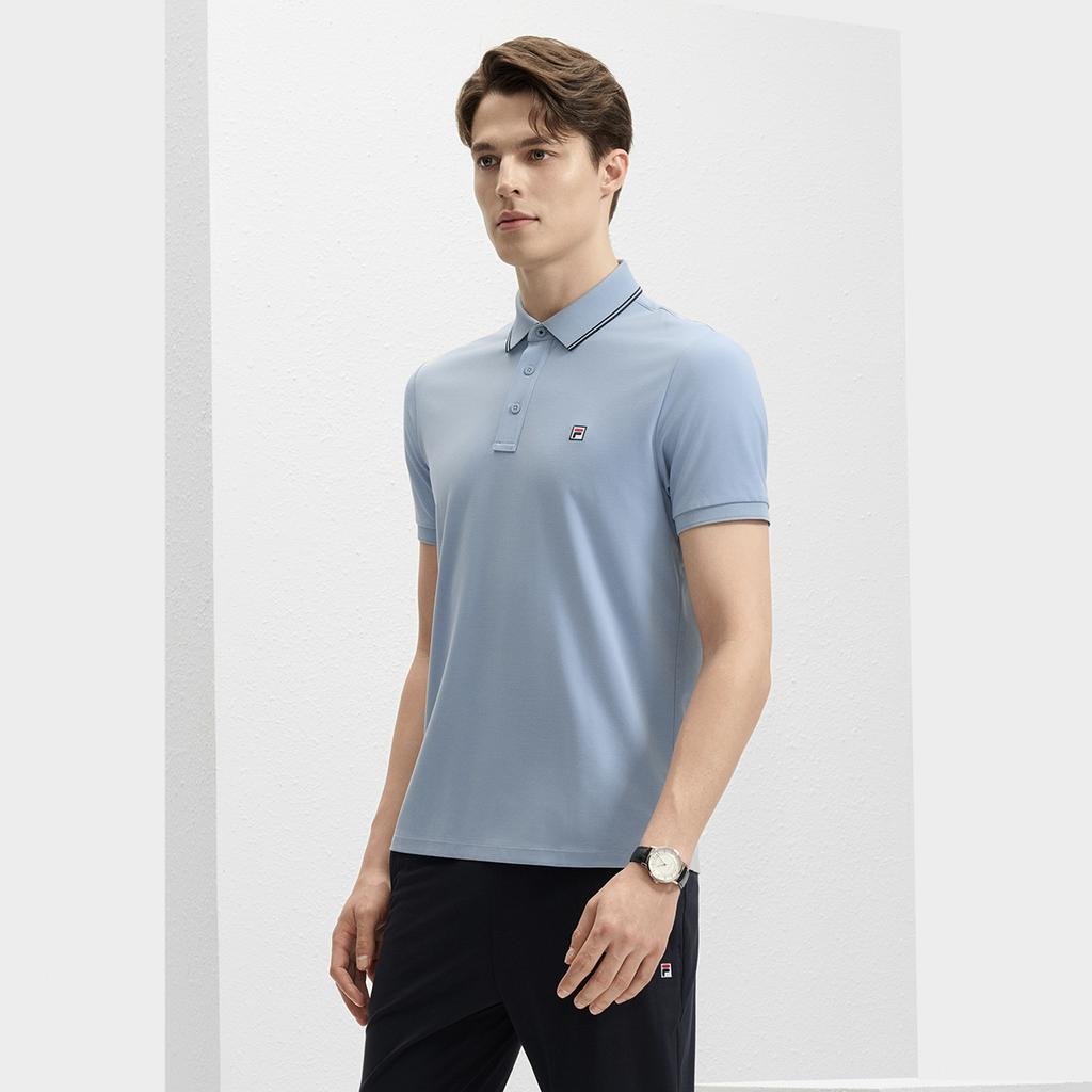 Fila Modern Heritage Cool Casual Breathable Fashion Commuter Short Sleeve Polo Shirt Men Tops Bamboo-Blue F11M431105FBU