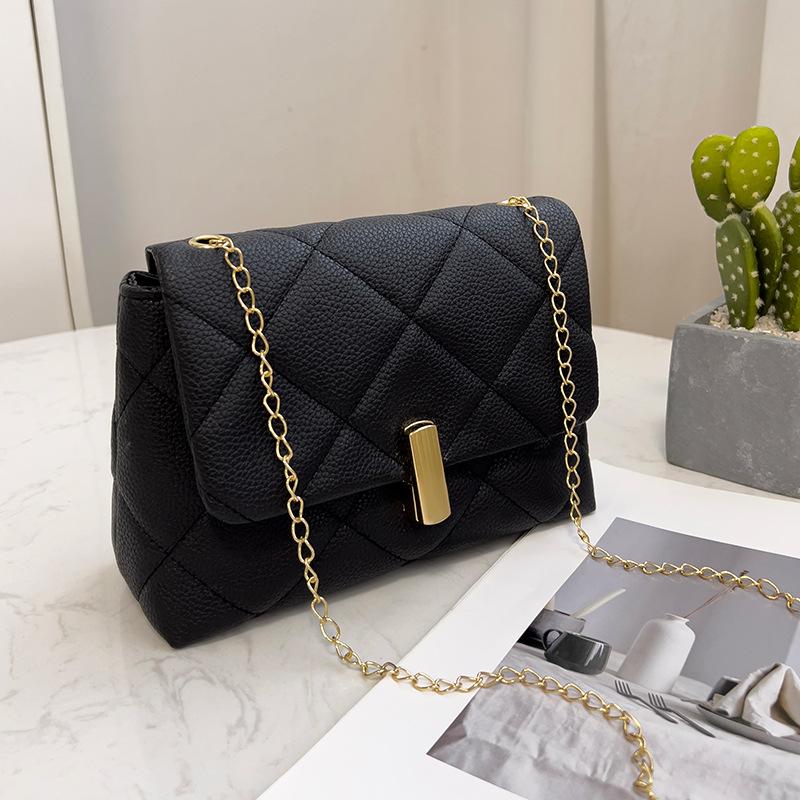 

Маленькая квадратная сумка с узором личи для женщин, сумка на цепочке, универсальная сумка через плечо