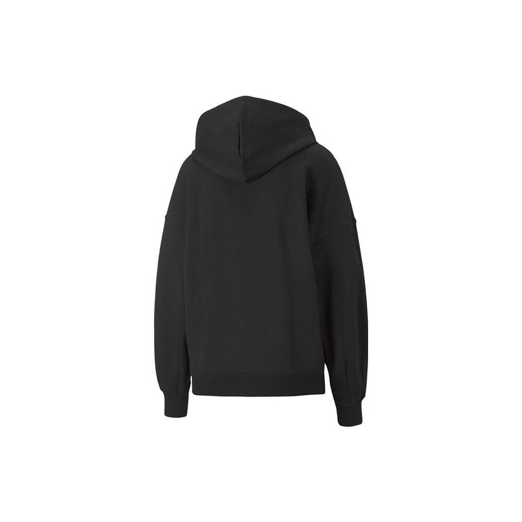 Puma Logo Print Hooded Pullover Sweatshirt Women Tops Black 673576-01