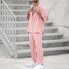 Summer Men's Solid Color Fashionable Shirt and Casual Pants Two-piece Set