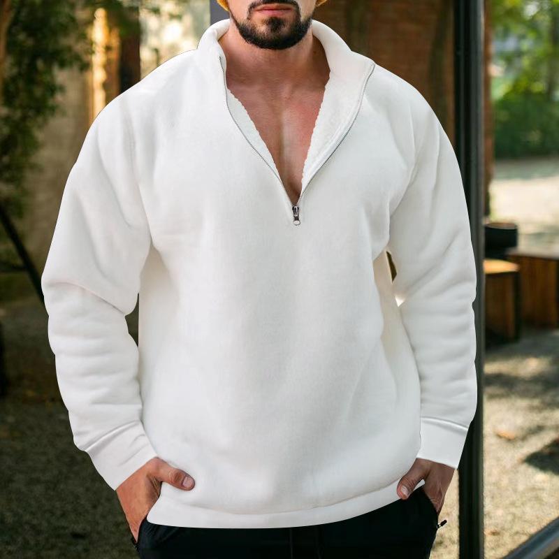 Men S Fleece Zip Up Cardigan Sweatshirt Loose Fit Autumn