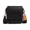 Lucas 15 Chiusura Magnetica Iconica in Denim e Pelle di Vitello Liscia Mini Borsa a Spalla Unisex Borsa a Spalla Argento Nero CO916-SVBK