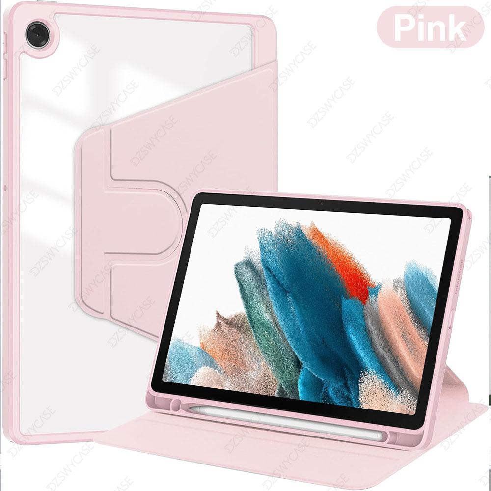 Étui Rotatif à 360° pour Samsung Galaxy Tab A8 10,5 Pouces (SM-X200/X205/X207), Coque de protection fine, Veille/Réveil automatique rose