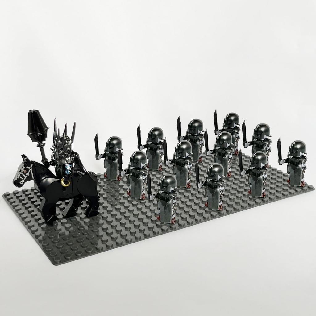 13pcs Medieval Soldiers Lord Sauron Witch-king of Angmar Shadow Orcs Strong Uruk-hai  Minifig Building Block Toys for Kids