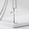 Cross Necklace for Men Women, Silver Color Plain Cross Pendant Collar with Stainless Steel Box Chain