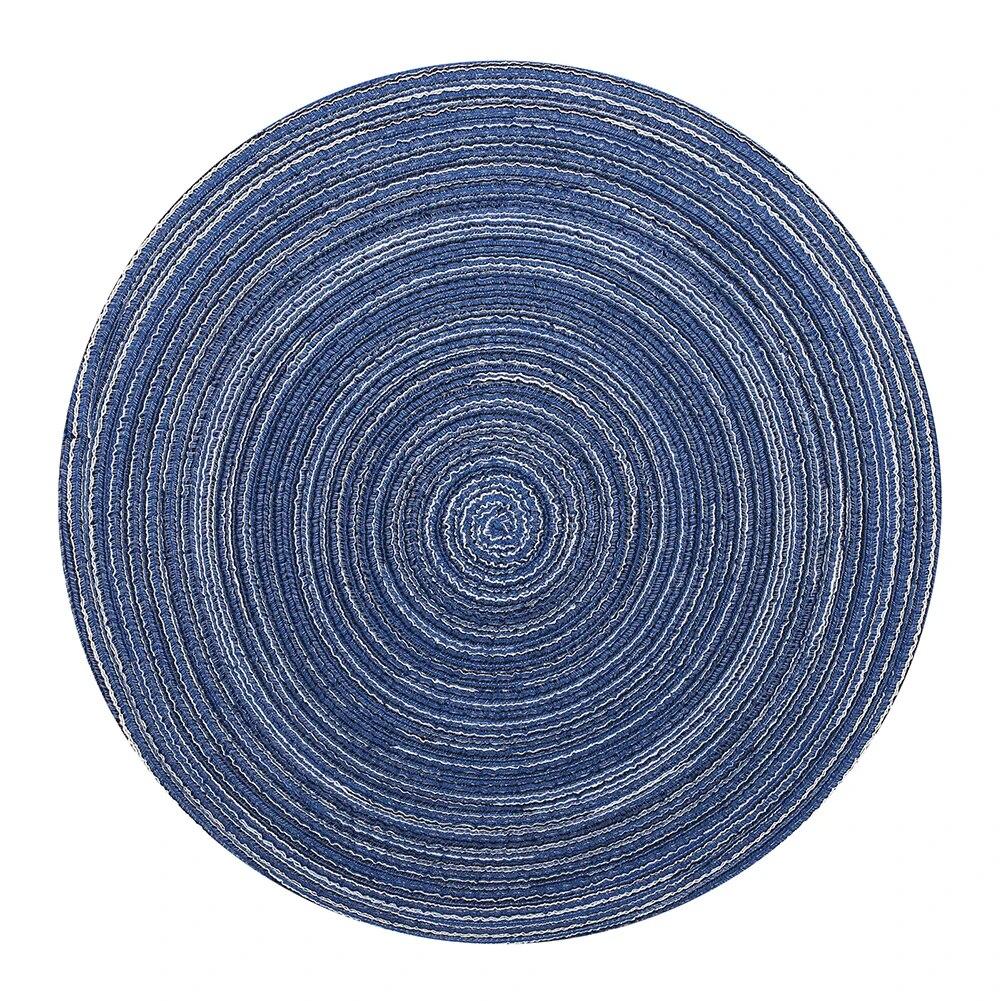 6PCS Braided Round Place Mats Kitchen Dining Table Runner Heat Insulation Non-Slip Washable Placemats Christmas Table Mats Home Decoration Pad Coaster