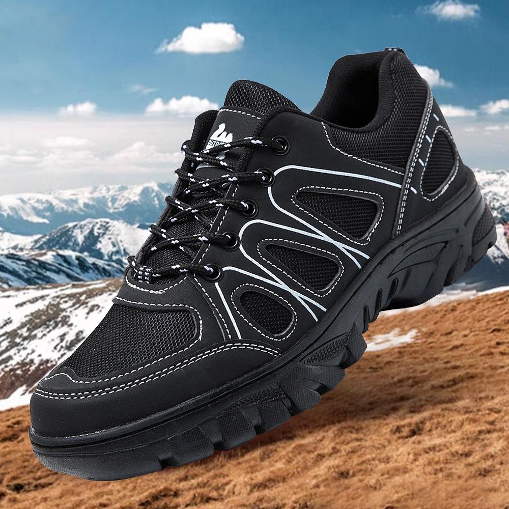 

Mountaineering men s shoes outdoor round head flat heel labor insurance shoes casual warmth comfortable breathable mountaineering shoes breathable 39 чёрный