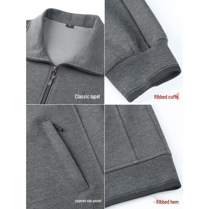 Spring & Autumn Middle-Aged Men's Sportswear Set - Casual Outfit for 70-Year-Old Dads