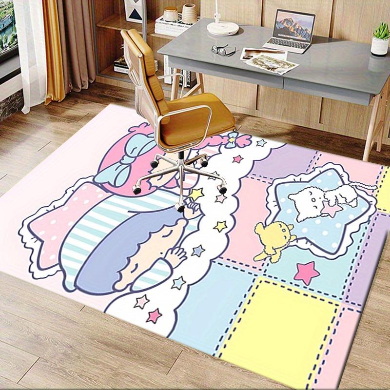Office Rug Little Twin Stars, Sanrio Characters Anti-Slip Rug, Machine Washable for Living Room, Bedroom, Office, Multiple Sizes, Bedroom Mat, Decorat