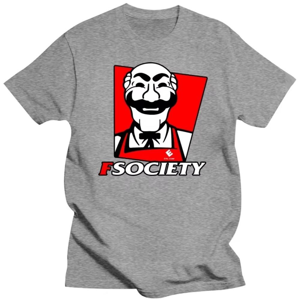 Rolig Mr Robot FSociety T-shirt Herr Kortärmad Casual Hacking T-shirt Hacker T-shirt Lös Passform 100% Bomull Geek T-shirt Toppar Gåva