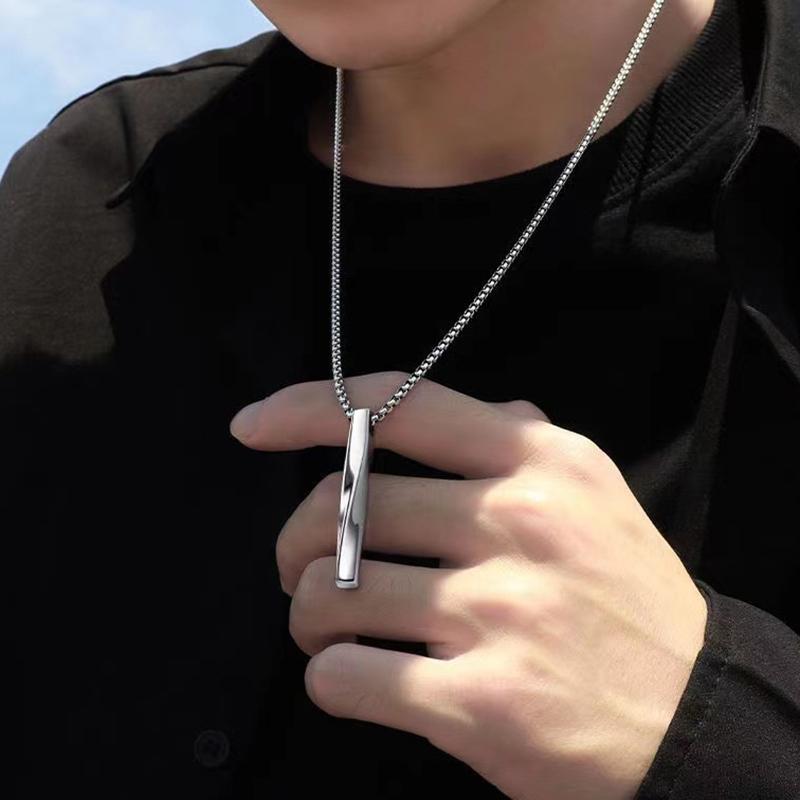 Silverfärgad Spiralhänge Halsband Herr Trendig Enkel Punk Cool Nyckelbenskedja Personlighet Hip Hop Halskedja Smycken