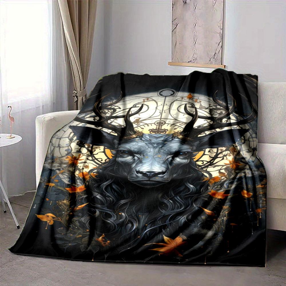 1pc Mythical Deer Art Blanket Lightweight Blanket Throw Blanket For Sofa, Bed, Travel, Camping, Livingroom, Office, Couch, Chair Yy251010087