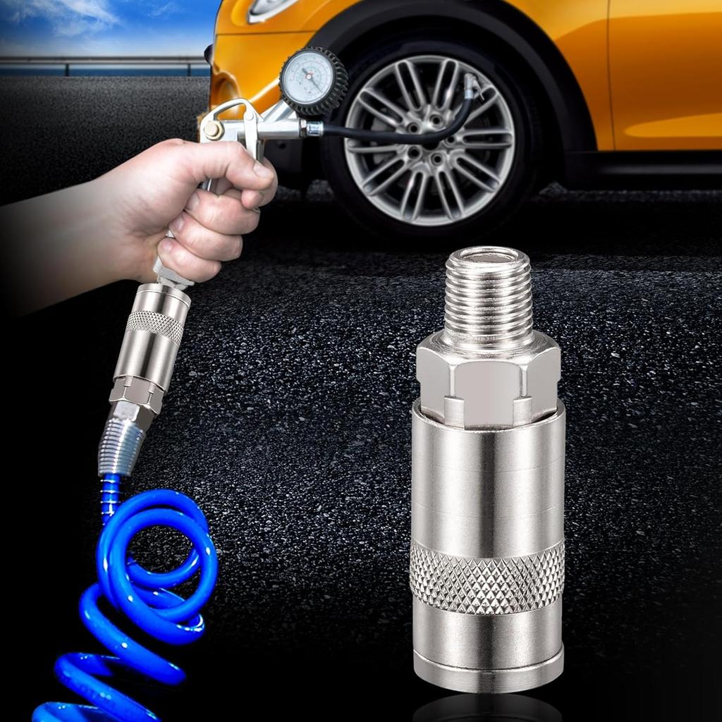 Spurtar 12 Pcs Air Line Connectors Compressor 1/4" BSP Air Line Fittings Hose Pipe Airline Connector Couplings Tools Plug Kit Accessories