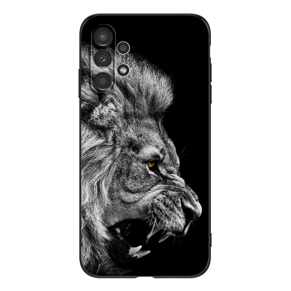 For Samsung A13 5G 4G Case Back Cover For Samsung Galaxy A13 5G 4G LTE Phone Soft Silicon Black Tpu Case Lion Wolf Tiger Dragon