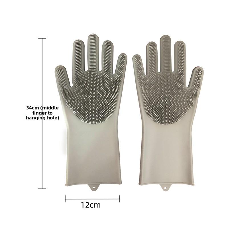 Pet household bath gloves silicone anti-scalding dishwashing gloves kitchen durable housework waterproof gloves