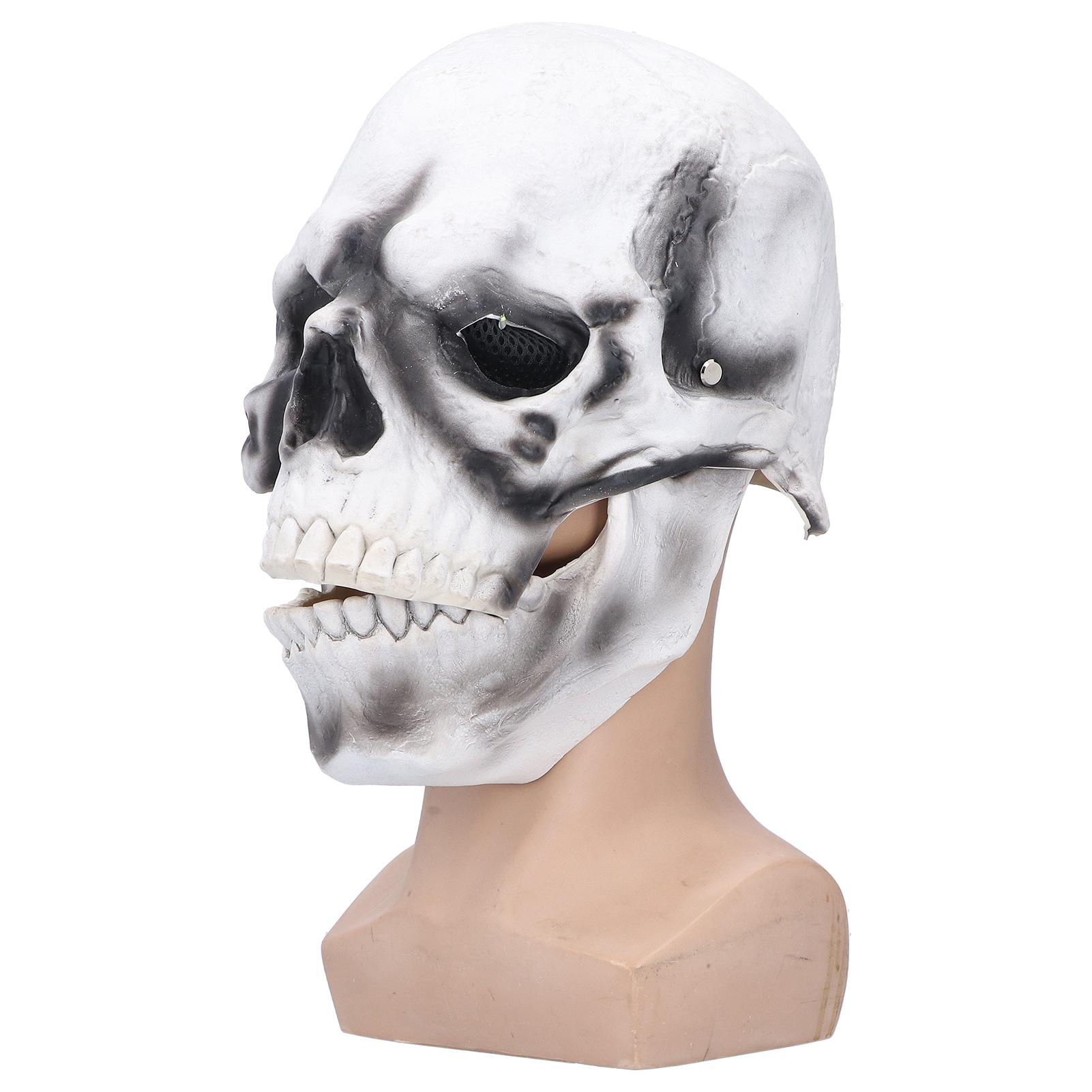 Хэллоуин Страшная маска черепа Взрослая Маска черепа из латекса на всю голову Шлем черепа Светящиеся глаза с подвижной челюстью