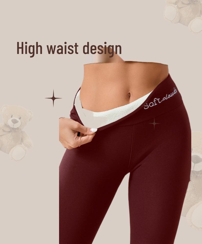 Women's High Waist Fleece Lined Lambswool Leggings for Autumn/Winter - Plus Size Yoga Pants