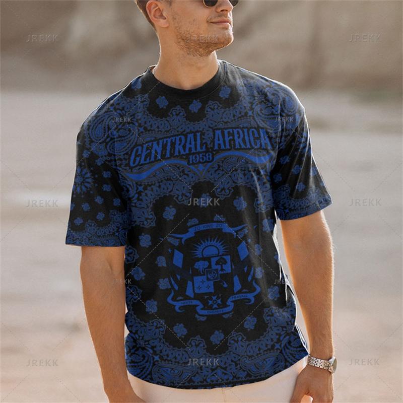 Harajuku The Central African Republic-of Falg Map 3D Printed T Shirt Central African Emblem Graphic T-shirts Men Fashion Clothes