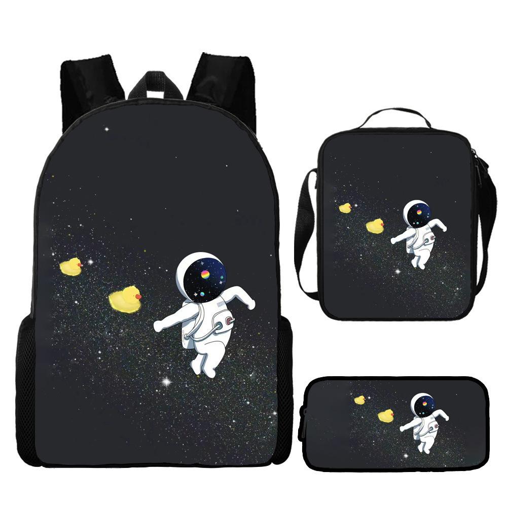 New Astronaut Spaceman Backpack for Kids School Cartoon Bookbag 3-Piece Set with Crossbody Bag Lightweight