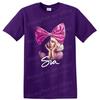 Sia Fan Art Porträt Popstar Gesicht Grafik T-Shirt Rosa Schleife Design Musik Tee