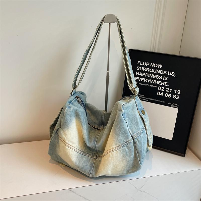 Casual Large Capaci Denim Crossbody Bag Women's Faion 2025 New Lightweight Versatile Single Oulder Bag Commuting Bag
