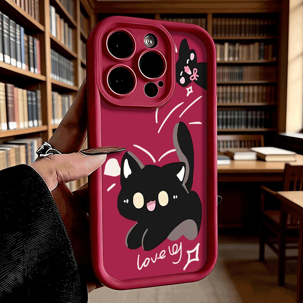Cute Black Cats Phone Case for iPhone 17 16 15 14 13 12 11 Pro Max Plus Anti Scratch, Gel Flexible Protective