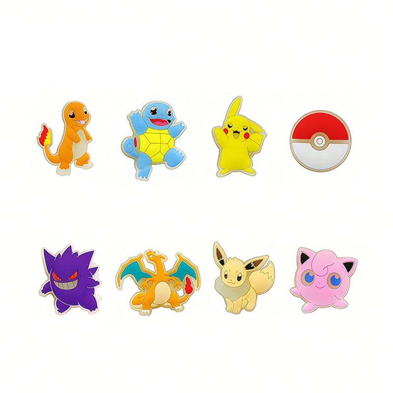 Pikachu Cartoon Shoe Charms Anime Cute Charmander Squirtle Diy Accessories For Sandals Bags Decoration Gifts For Kids Adults Children's Birthday Gift