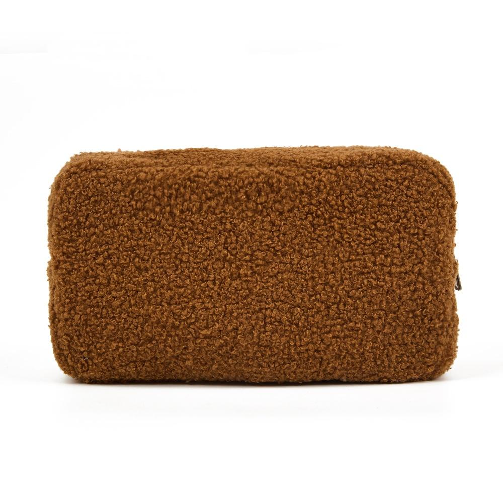 

Personalized Embroidered Teddy Fur Pouch Teddy Makeup Bag Custom Name Travel Pouch Toiletry Bag Women Accessories for Women No Name коричневый