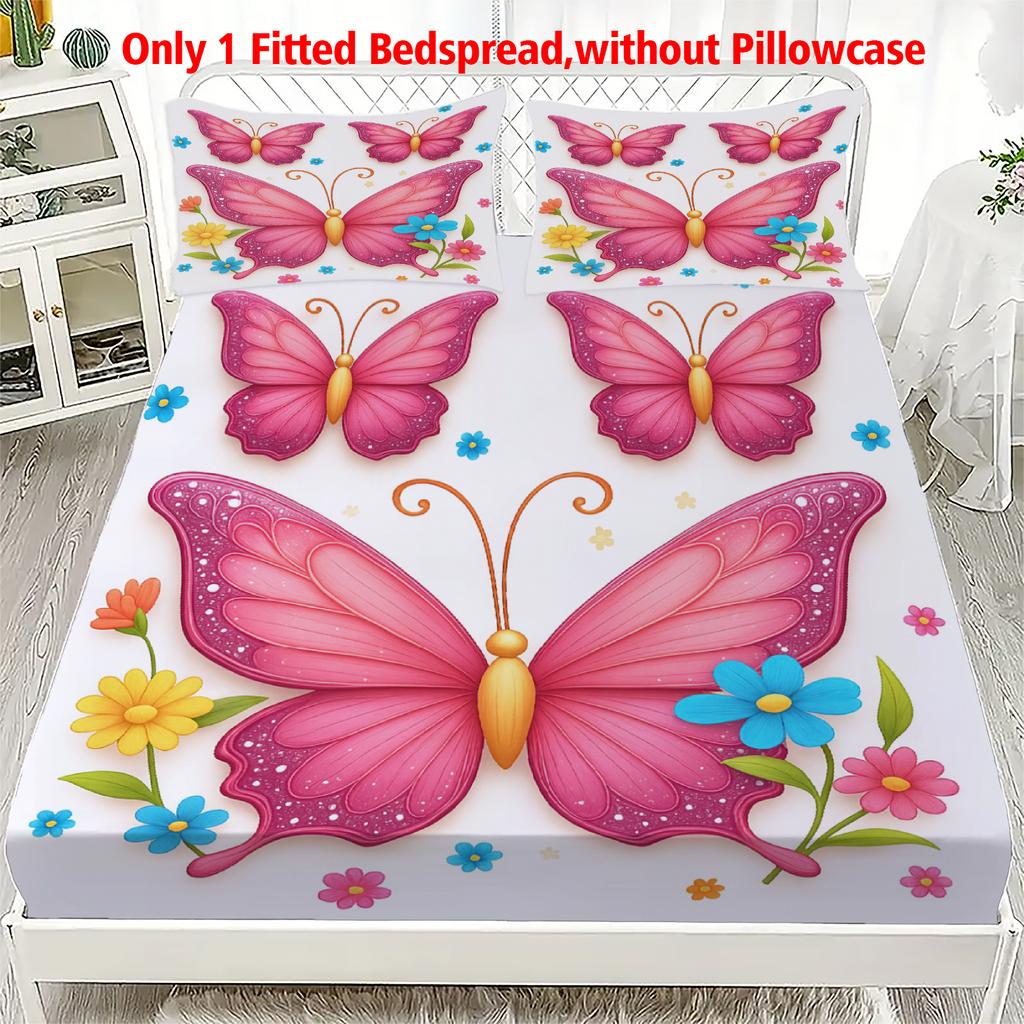 1pc Rose Heart Fitted Sheet 100% Polyester Durable Bed Sheet NO Pillowcases for Adults Home Bedroom Decor Boys Birthday Gift