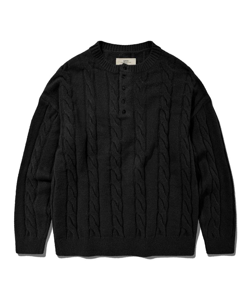 Kaneitei Warm Touch Henley Knit (Black)