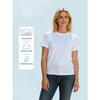 European Size Women's White Short Sleeve T-Shirt, Red Love Heart Print, Casual Crew Neck Summer Top, Breathable Soft Stretch Fabric
