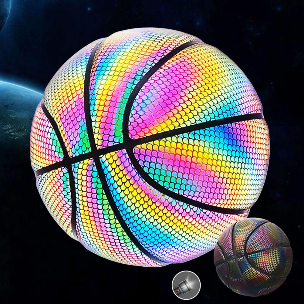 Size 7 Reflective ing Holographic Basket Ball for Night Game Light Up Basketball In The Dark Basketball Gifts Toys for