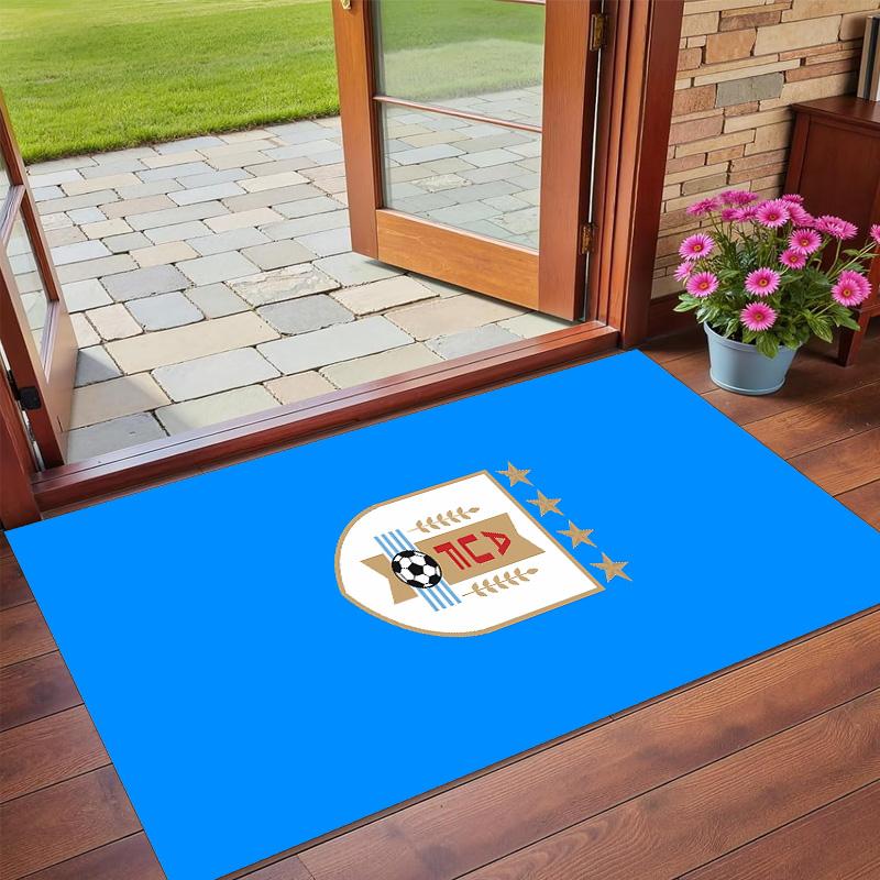 Anti‑Slip Crystal Velvet Floor Rug, Uruguay National Team Design Carpet for Indoor Living Bedroom Home Decoration