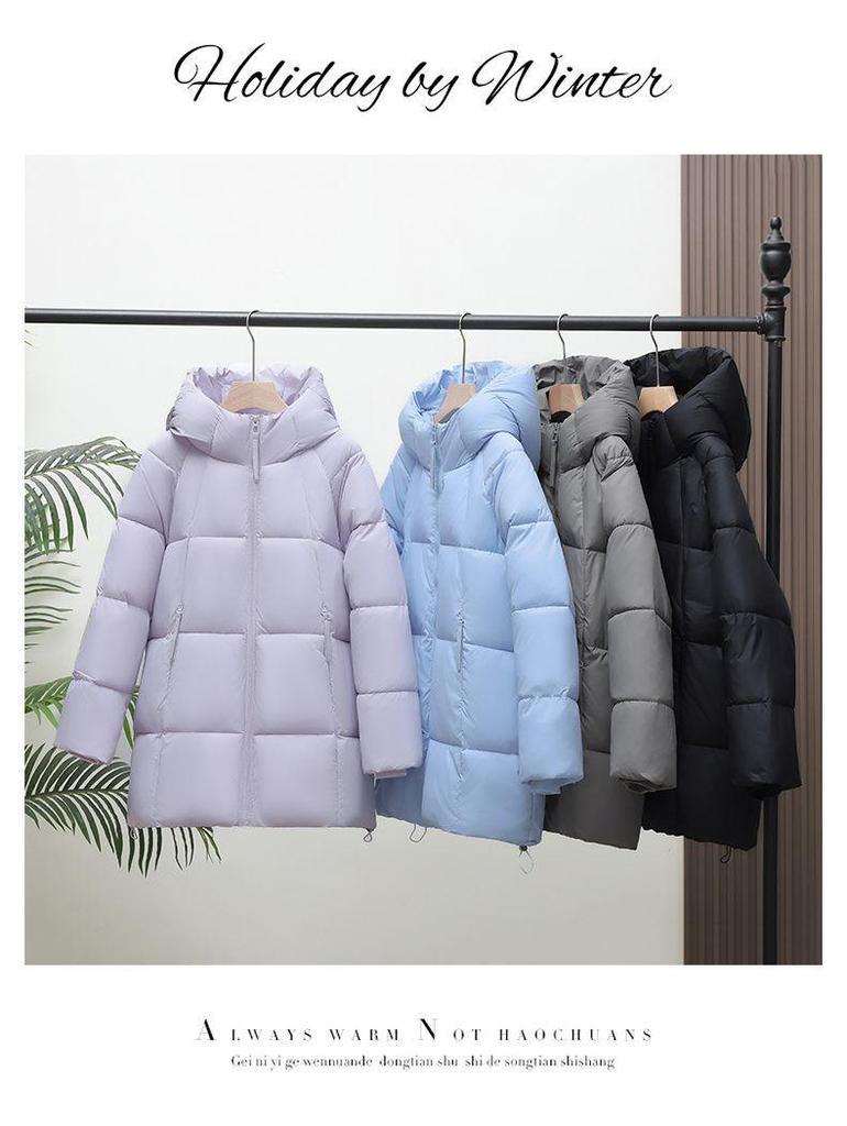 Beibei Cloud Light Luxury Hooded Down Jacket: Petite Mid-Length Puff Coat