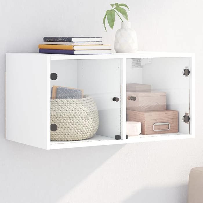 VidaXL Armoire murale avec portes en verre blanc 68,5x37x35 cm 836497