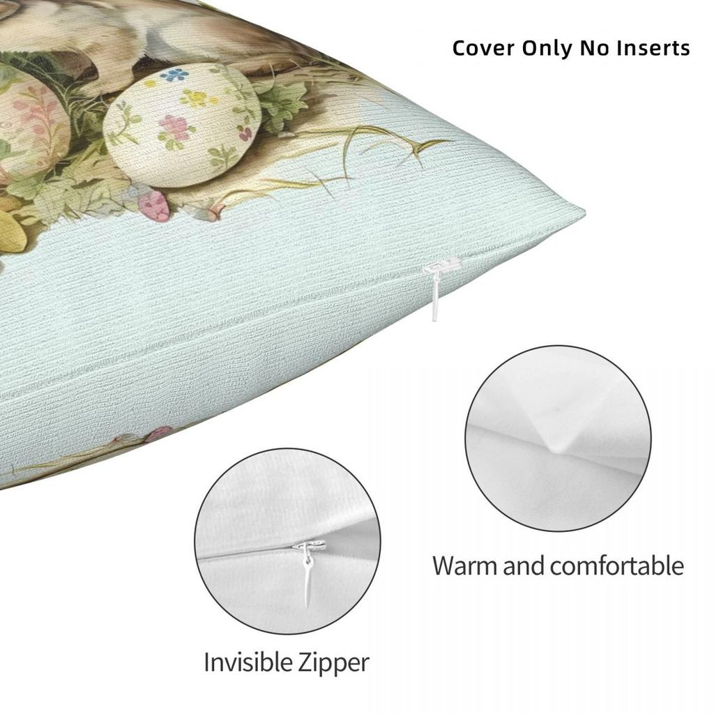 Easter Bunny Pillow Cover Eggs Holiday Cushion Cover Polyester Custom Pillow Case Cute Funny Pillowcases For Living Room Chair