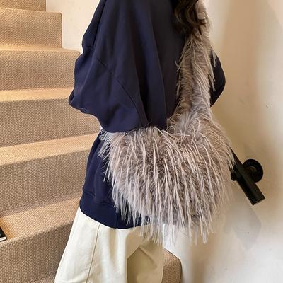 Love Bag 2025 Autumn and Winter New Trendy Plush Mori Sweet Shoulder Bag Love Lazy Wind Underarm Plush Bag