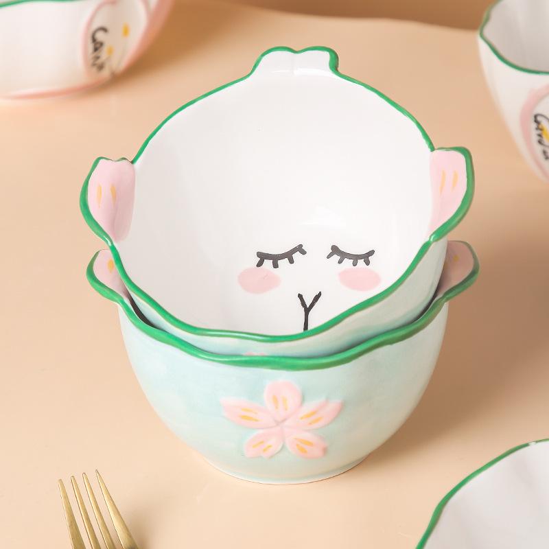 Creative cute cartoon ceramic tableware plate hand-painted ceramic bowl plate plate  set household tableware