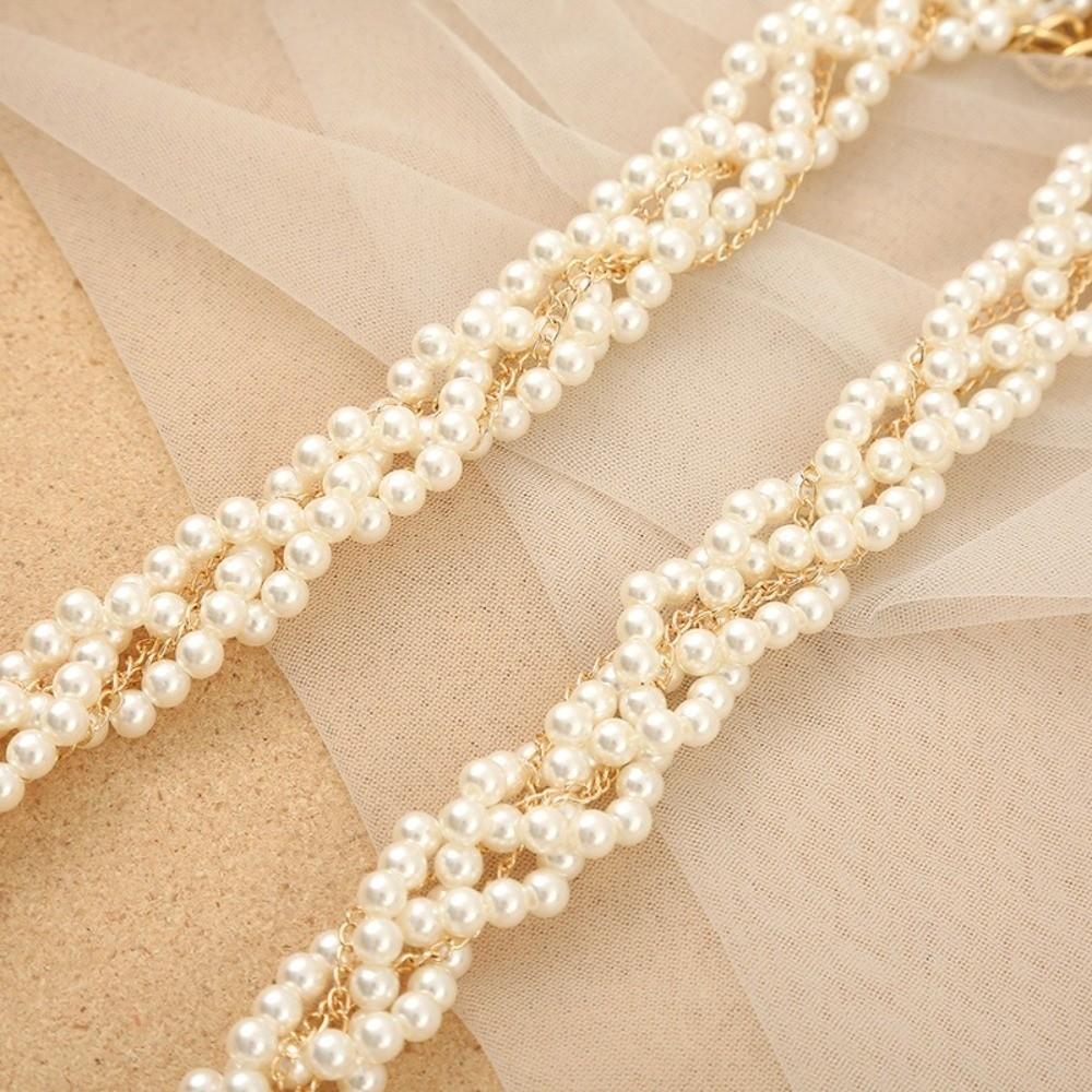 Multilayer Beaded Waist Chain for Dress Boho Body Jewelry Pearl Thin Waist Chain Waist Accessories Elegant Floral Belly Chain