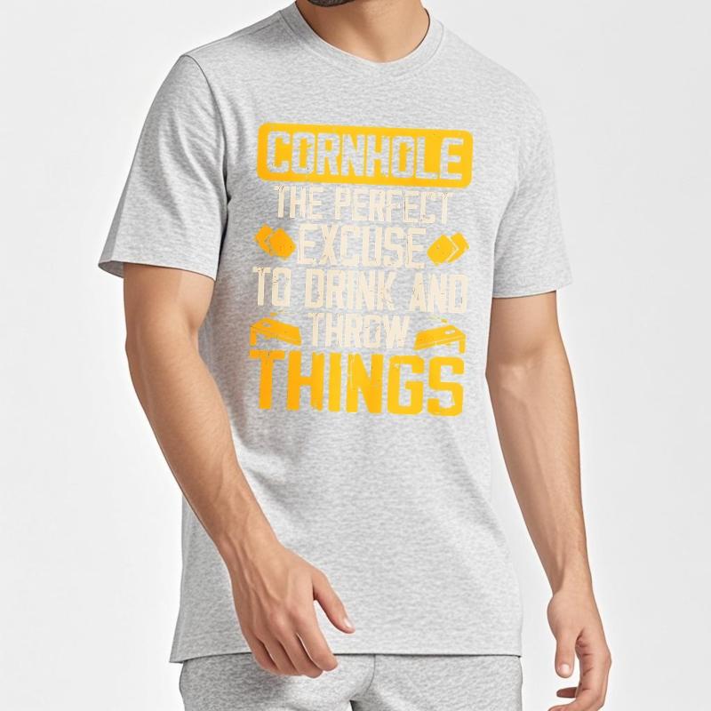 Plus Size Summer Men Tshirt Cornhole The Perfect Excuse To Drink And Throw Things Short Sleeve Relaxed Fit O Neck Tee Shirt
