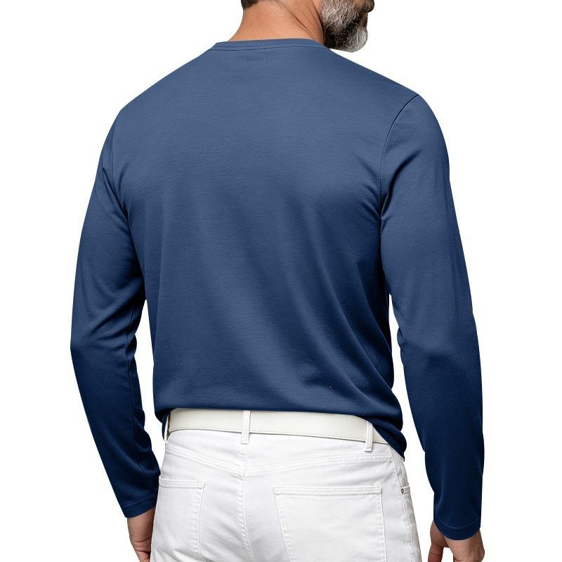 Herren S Locker geschnitten Langarm Henley-Kragen Lässig Basic T-Shirt