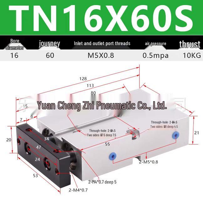 Double Shaft Pneumatic Cylinder with Dual Piston Rods TN10-40