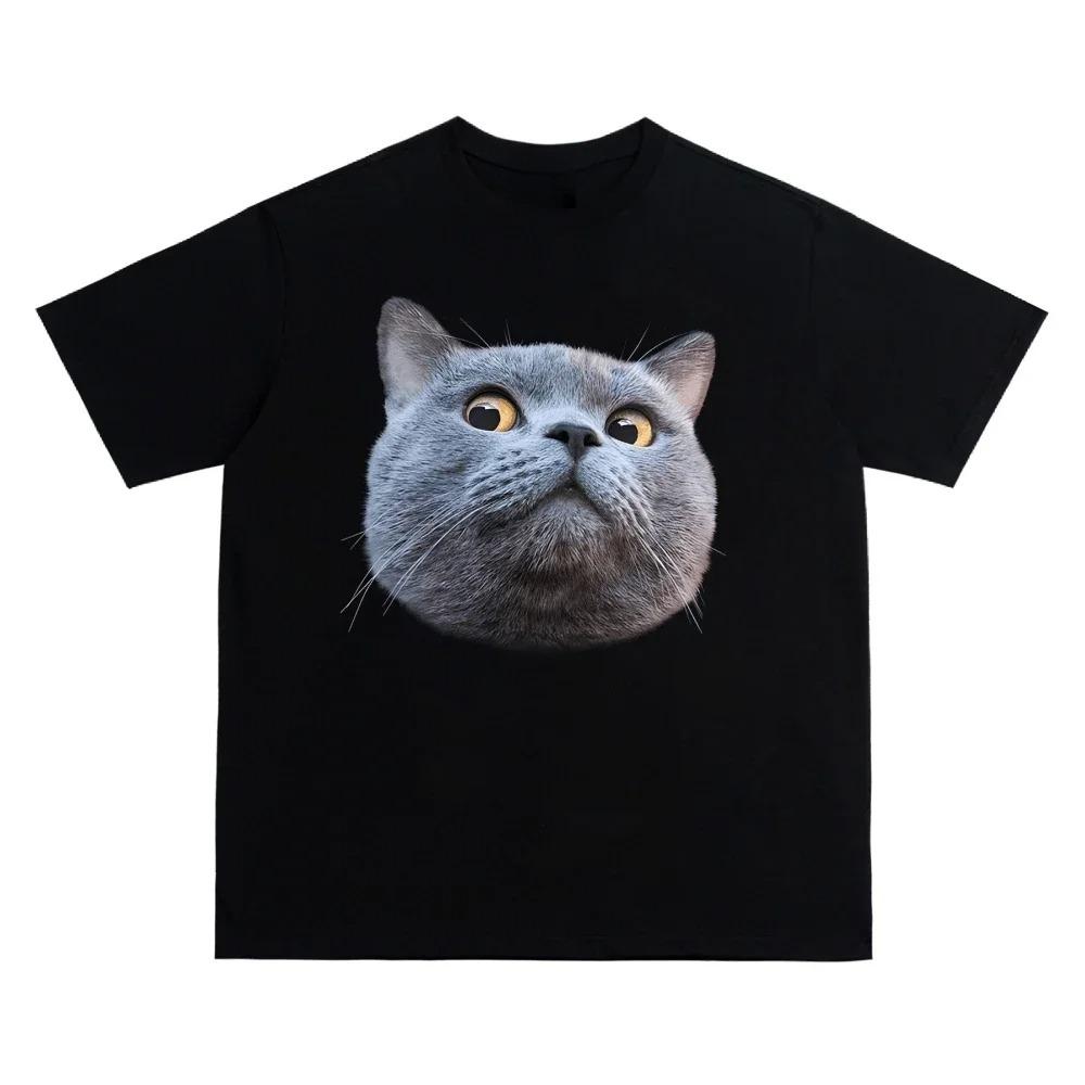 Kätzchen Avatar Bluse Damen T-Shirt Weiblich Y2k Kleidung Mädchen Kawaii Oberteile Haustier Druck Streetwear Niedliche Katze Grafik Kleidung