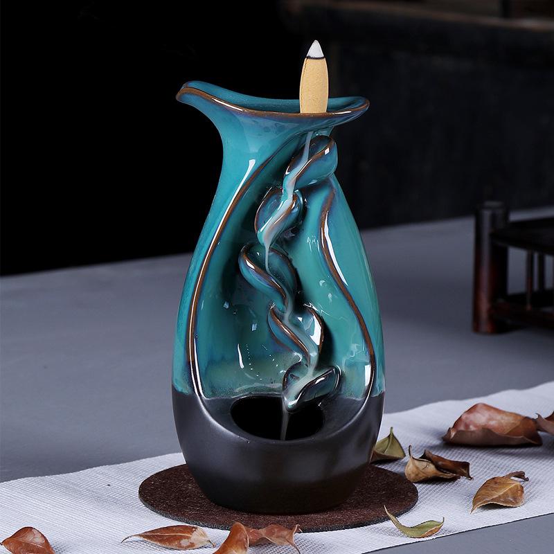 1pc Incense Burner Ceramic Waterfall Incense Burner for Home Decor (without Incense)