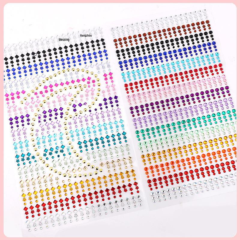 15-Color Crystal & Acrylic Face Stickers - Stage Beauty Diamonds