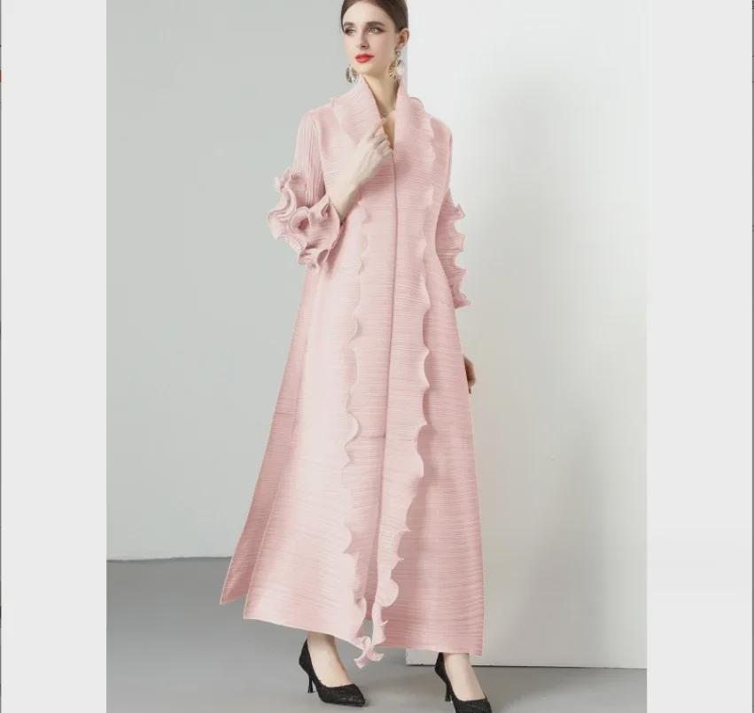 

Miyake 2025 Стильное облегающее платье с длинными рукавами и оборками One Size